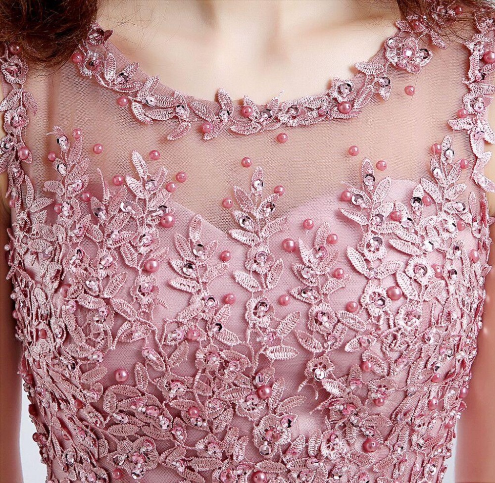 Beauty Emily Junior Girls Short Prom Dress Elegant Pink Beaded Lace Appliqu Evening Homecoming Gown - 3