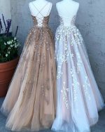 Ladies' Lace Appliques Prom Dresses Long Spaghetti Straps Lace-up Back Sleeveless Formal Evening Party Gowns Vestido De Festa - 6