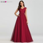 Elegant Prom Dresses Long Burgundy A-line V-neck Sleeveless Empire Lace Sexy Vintage Evening Gowns Women Vestidos De Gala - 2