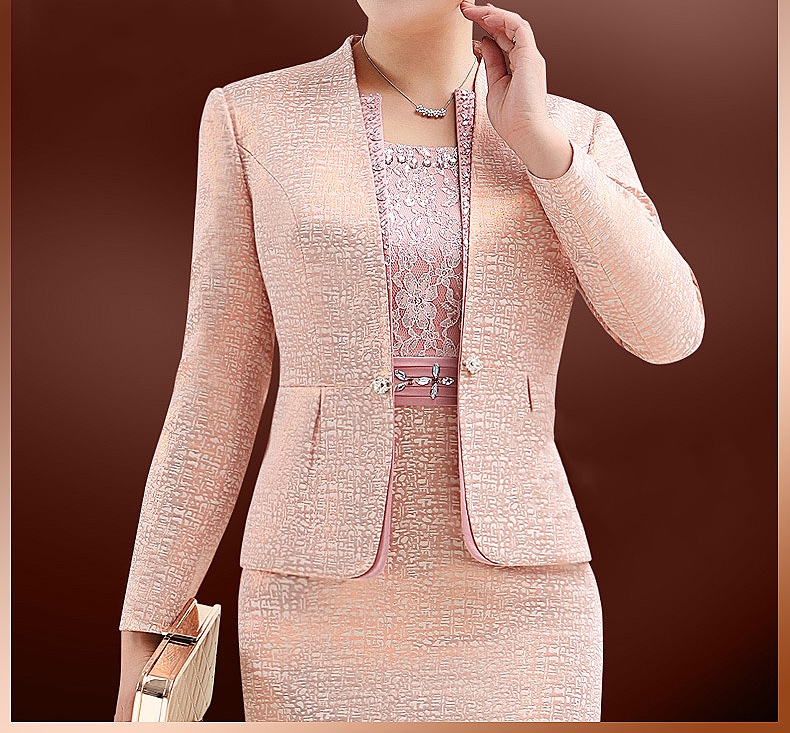 Elegant Lace Kneelength Mother Of The Bride Dresses With Jacket 2piece Wedding Party Gown For Grooms Mother - 3