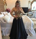 Mother Of The Bride Dresses Black Gold Lace Long Sleeves Formal Godmother Evening Wedding Party Guests Gown Plus Size