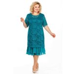 Plus Size Lace Mother Of The Bride Dresses Suit Tea Length Wedding Party Gown Half Sleeve Two Piece Robe Mere De Mariee