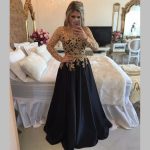 Abendkleider Gold Appliques Beaded A-line Mother Of The Bride Dresses Long Sleeve Black Prom Gown Formal Dress Robe De Soiree - 3