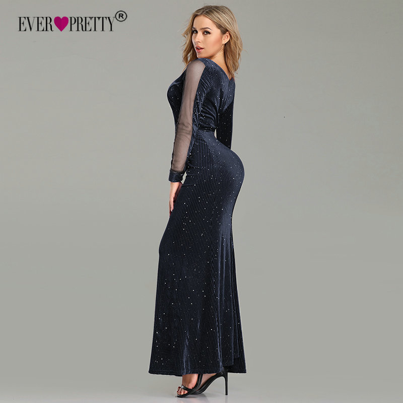 Everpretty Elegant Mermaid Prom Gowns Sparkly Vneck Long Sleeve Winter Autumn Formal Evening Dresses - 15