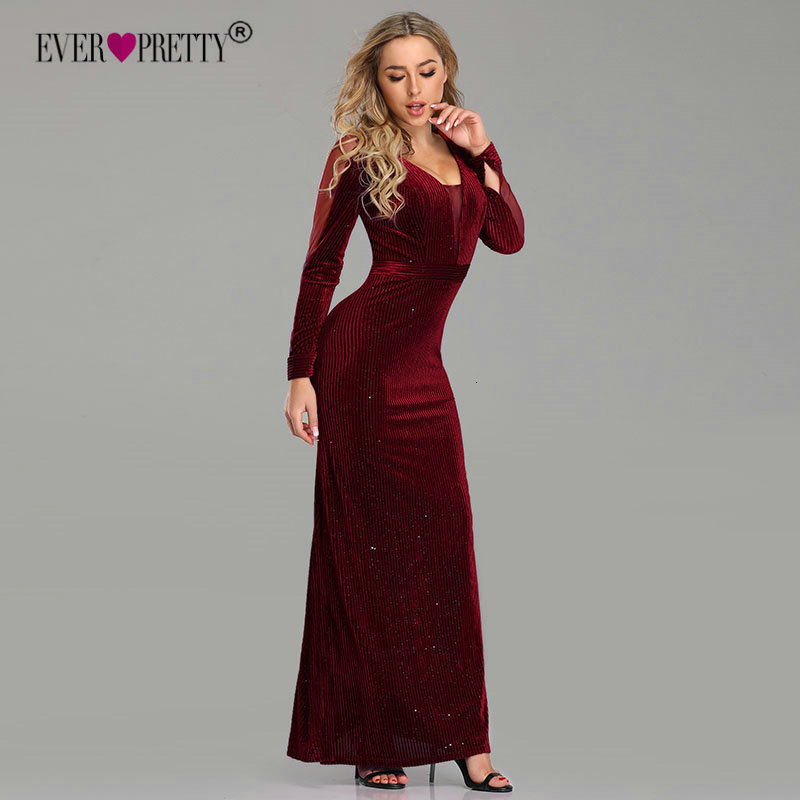 Everpretty Elegant Mermaid Prom Gowns Sparkly Vneck Long Sleeve Winter Autumn Formal Evening Dresses - 10