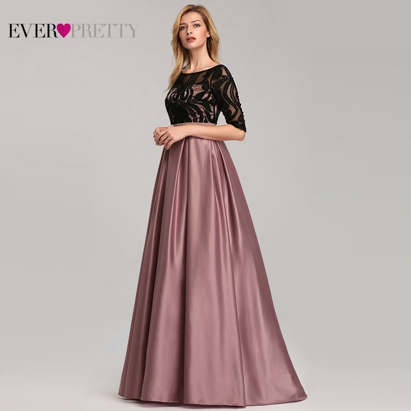 Ever Pretty Ep07866 Elegant Aline Oneck Lace Evening Dresses With Bow Contrast Color Sexy Party Gowns - 3