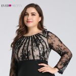 Plus Size Evening Dresses Long Ever Pretty Elegant Mermaid Lace Full Sleeve O-neck Robe De Soiree Wedding Guest Gowns - 5