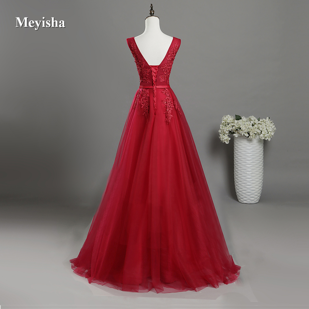 Elegant Plus Size Bridesmaid Dresses Vneck Lacebeaded In Navy Royal Blue Burgundy Black Red Silver - 7