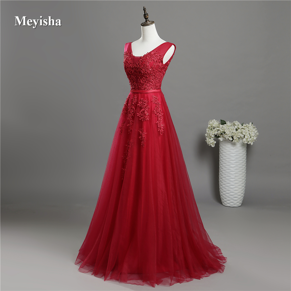 Elegant Plus Size Bridesmaid Dresses Vneck Lacebeaded In Navy Royal Blue Burgundy Black Red Silver - 6