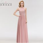 Vestido Madrinha Dusty Rose Lace Long Bridesmaid Dresses Sexy A Line Chiffon Dress For Wedding Party Robe Demoiselle D'honneur - 6