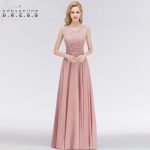 Vestido Madrinha Dusty Rose Lace Long Bridesmaid Dresses Sexy A Line Chiffon Dress For Wedding Party Robe Demoiselle D'honneur - 2