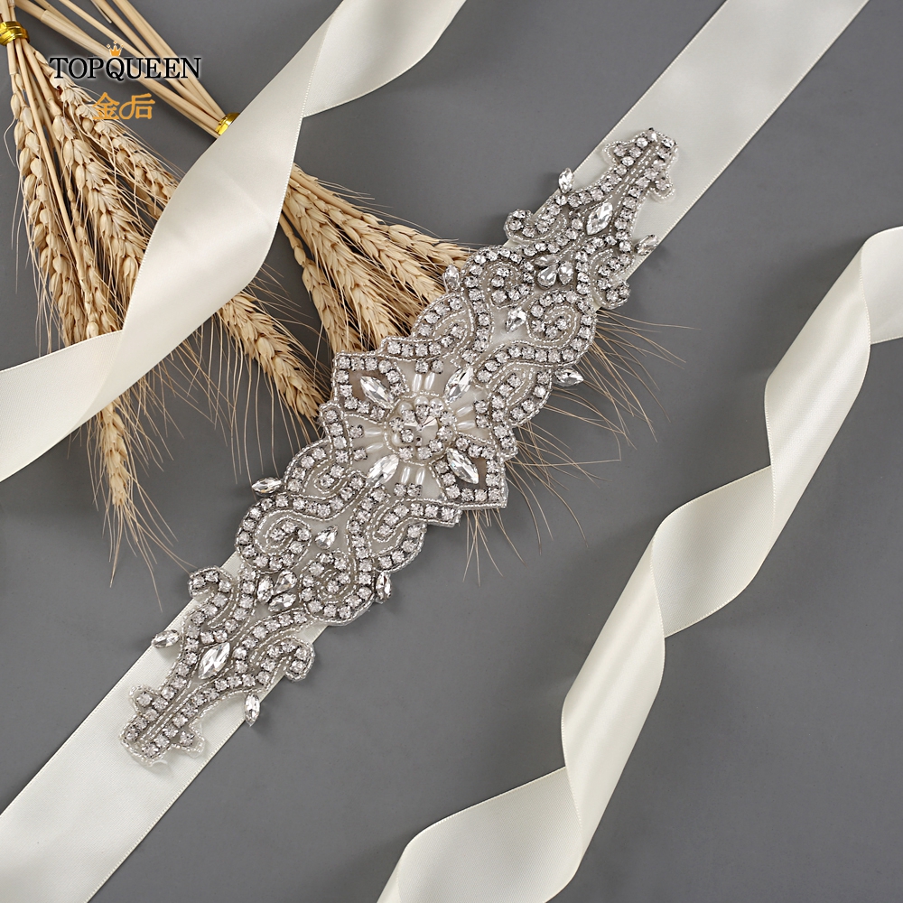Topqueen S26 Luxurious Crystal Rhinestone Embellished Wedding Gown Belt Bridal Waistband Accessory - 5