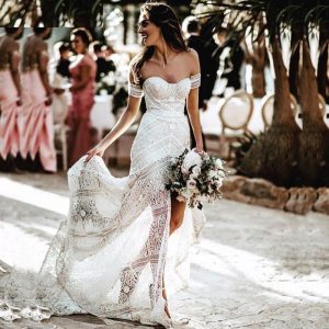 Sexy Boho Beach Soft White Lace Mermaid Wedding Dress Sweetheart Long Bridal Hawaiian Bride Gown Summer Vestido De