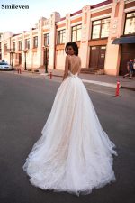 Smileven A Line Wedding Dress Glitter Boho Bridal Dresses V Neck Arabic Vestido De Noiva Gowns For Girl Custom Made - 2