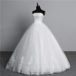 Real Photo Simple Lace Flower Strapless Off White Fashion Sexy Wedding Dresses For Brides Plus Size Vestido De Noiva - 4