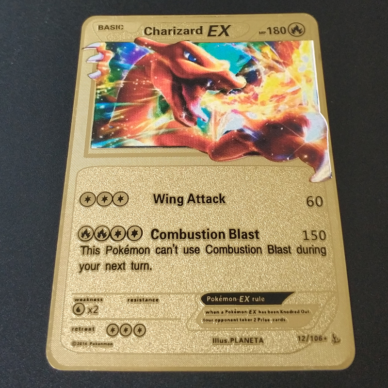 Pokemon Gold Metal Battle Card Collection Charizard Pikachu Anime Action Figure Model Child Toy Gift - 15