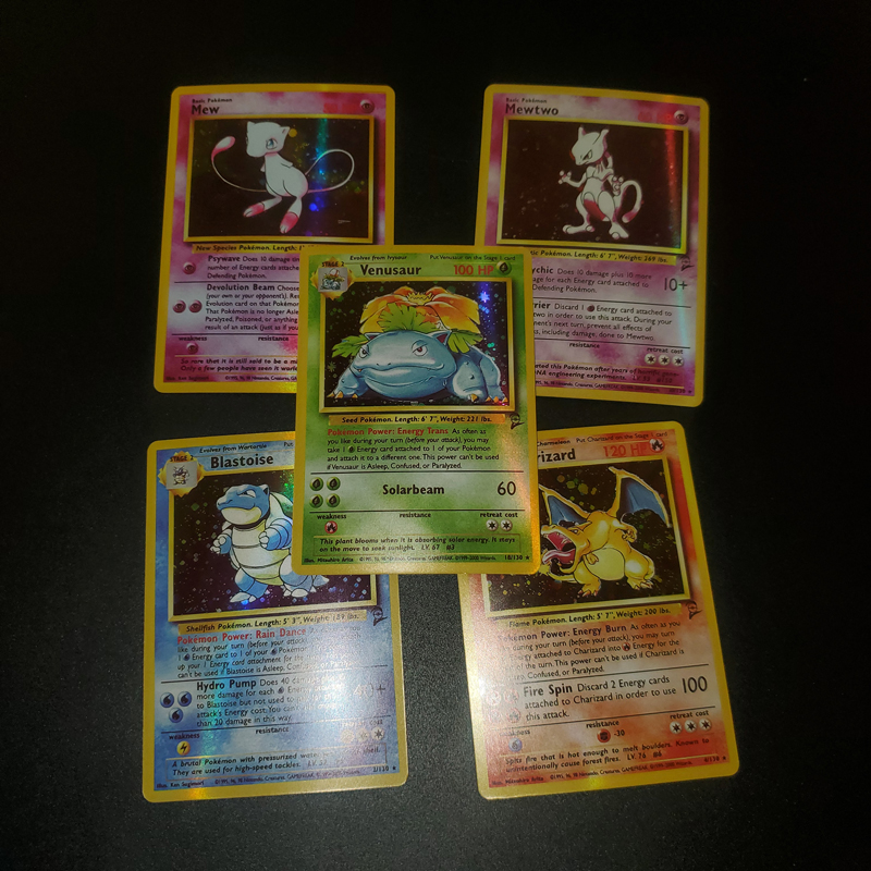 Pokemon 1996 First Edition 5pcs Card Set Featuring Charizard Blastoise Venusaur Mewtwo Kids Collectible Battle Toys - 6