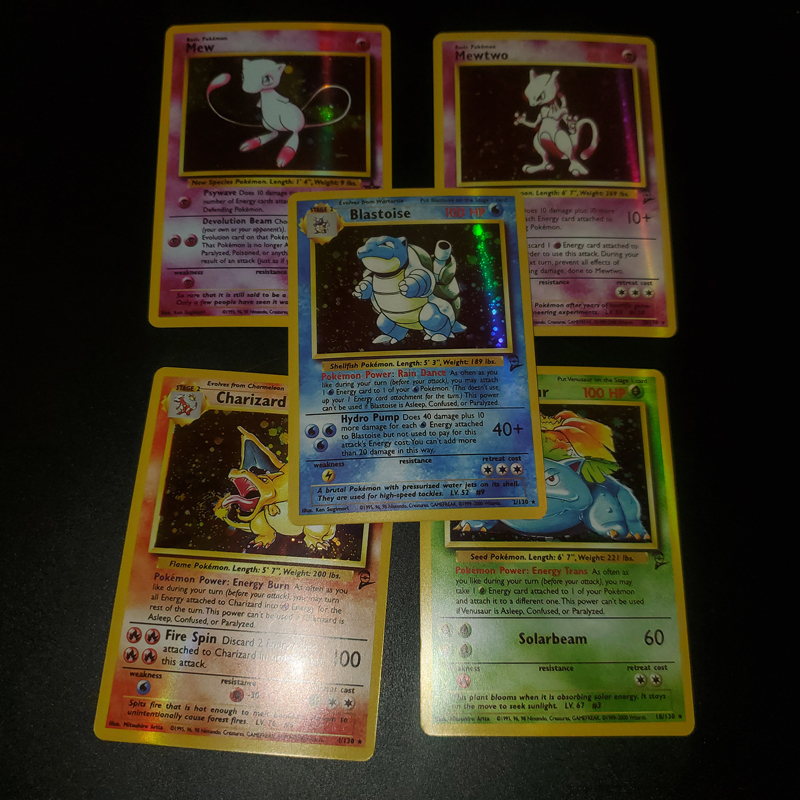 Pokemon 1996 First Edition 5pcs Card Set Featuring Charizard Blastoise Venusaur Mewtwo Kids Collectible Battle Toys - 5