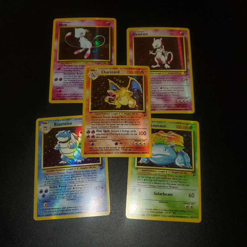 Pokemon 1996 First Edition 5pcs Card Set Featuring Charizard Blastoise Venusaur Mewtwo Kids Collectible Battle Toys - 4