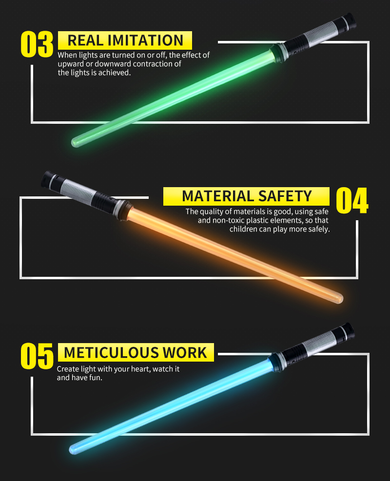 Led Flashing Glow In The Dark Lightsaber Toys Luminous Jedi Laser Sword For Children - 4