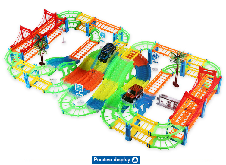 2in1 Magical Glowing Railway Track Car Set Flexible Racing Model Vehicle Lightup Nighttime Train Toy Gift For Boys - 11
