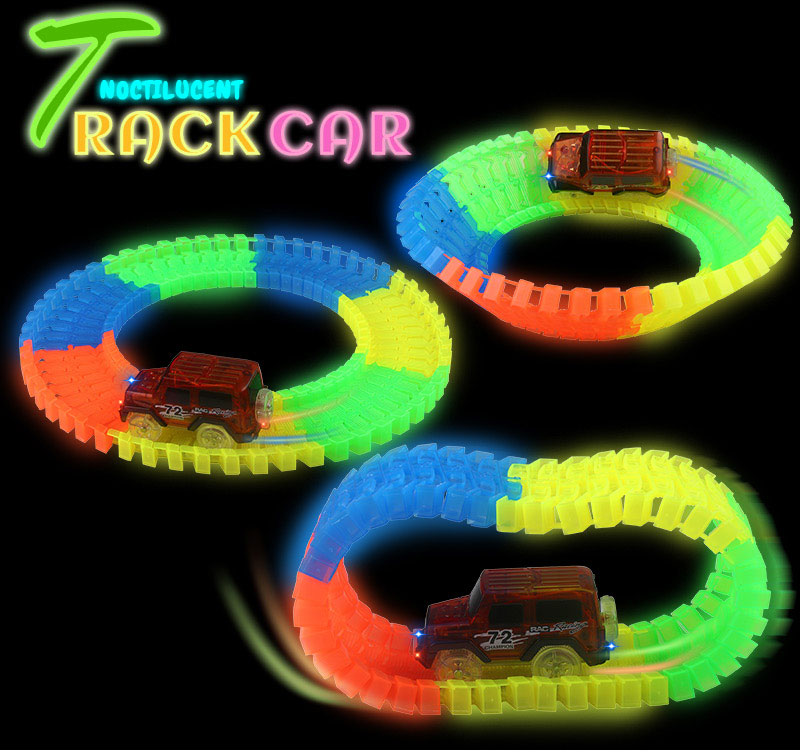 Kids Led Lightup Race Car Track Set Diy Flexible Bendable Glowinthedark Toys 56300 Pieces - 8