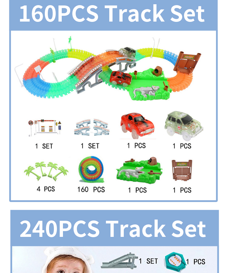 55cm Diy Glowinthedark Universal Car Track Accessories Educational Kids Toy Gift Magical Rail Tracks Set - 17