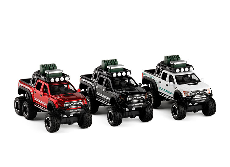 Kids Interactive F150 Raptor Pickup Truck Toy With Sound Light Sliding Action And Bonus Motorcycle 132 Scale Model - 1