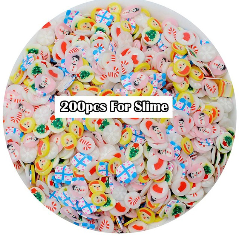 200pcs Kids Diy Slime Nail Art Phone Accessories Soft Clay Fruit Slices Artistic Bead Additives - 5