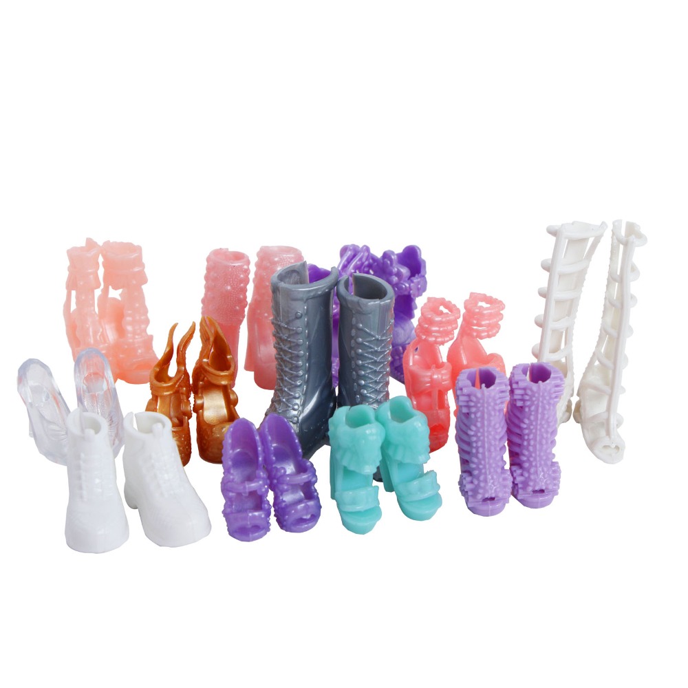 12 Pairs Doll Shoes Mix Style High Heels Sandals Boots Colorful Assorted Accessories For Barbie Baby Xmas Diy Toy - 2