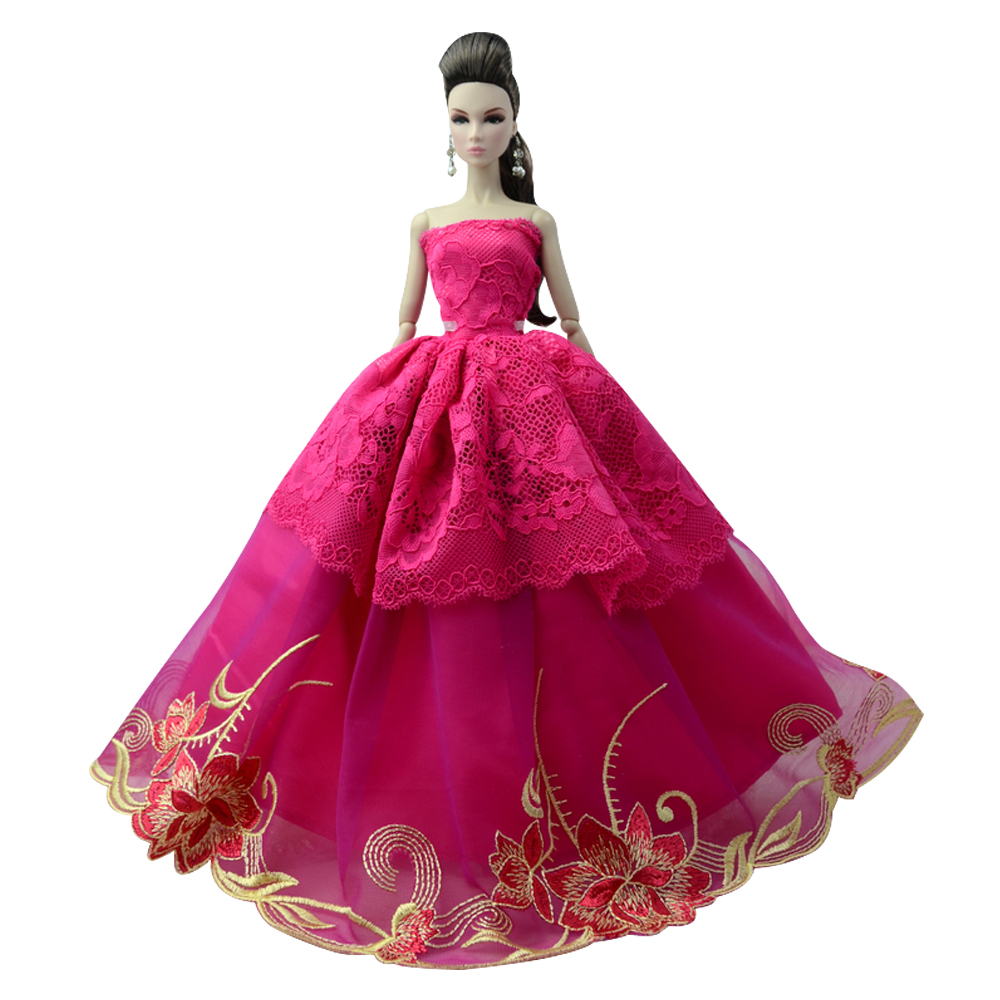 Deluxe Princess Wedding Dress Party Gown Outfit Fashionable Noble Design Ideal Gift For Barbie Doll - 62