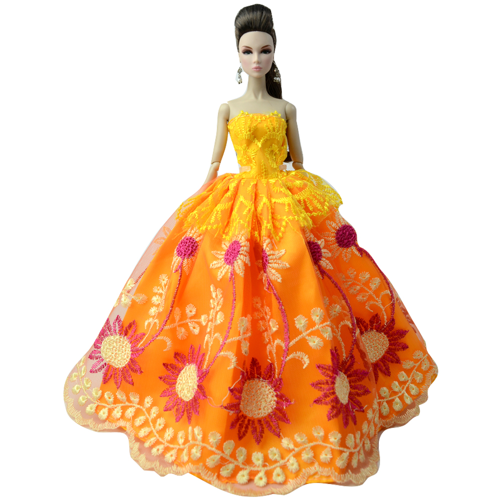 Deluxe Princess Wedding Dress Party Gown Outfit Fashionable Noble Design Ideal Gift For Barbie Doll - 55