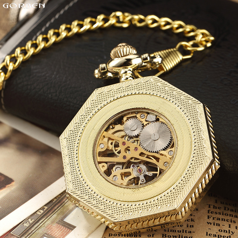 Steampunk Vintage Black Steel Mechanical Pocket Watch With Luminous Skeleton Hand Winding Analog Display - 21