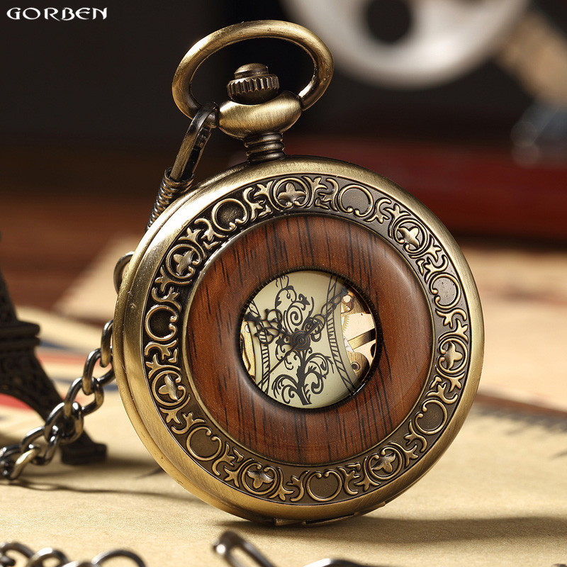 Steampunk Vintage Black Steel Mechanical Pocket Watch With Luminous Skeleton Hand Winding Analog Display - 13