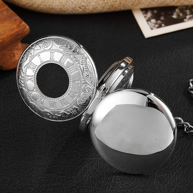 Steampunk Vintage Black Steel Mechanical Pocket Watch With Luminous Skeleton Hand Winding Analog Display - 7
