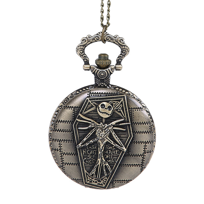 Nightmare Before Christmas Retro Quartz Pocket Watch With Jack Skellington Skull Skeleton Design For Men Women - 3