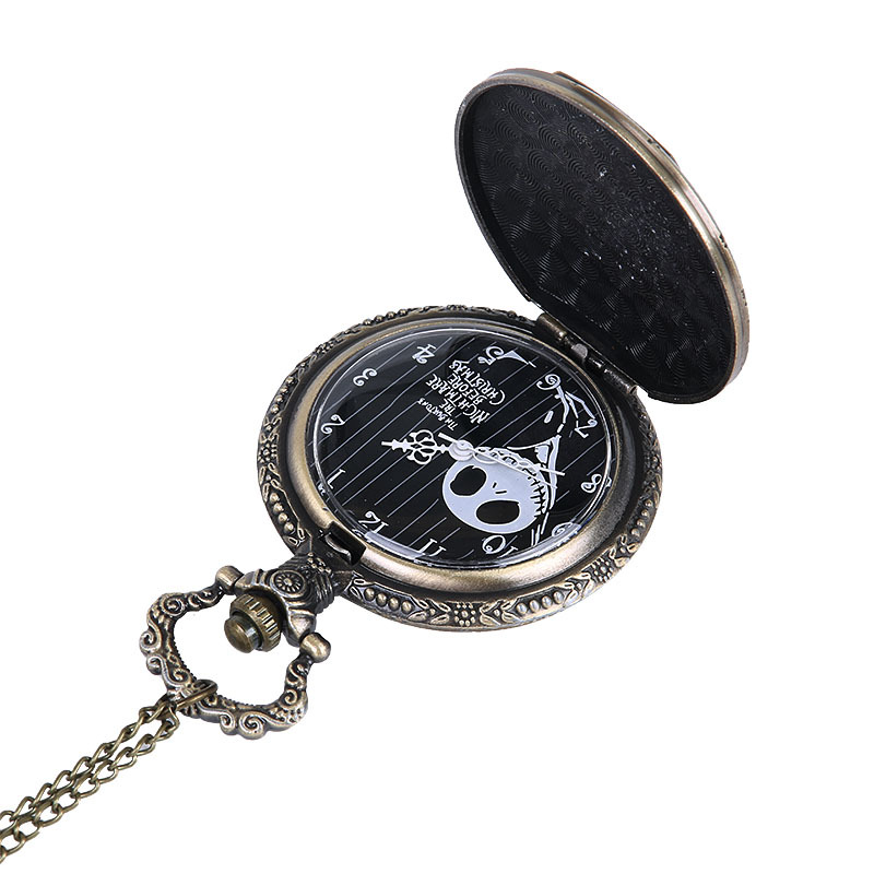 Nightmare Before Christmas Retro Quartz Pocket Watch With Jack Skellington Skull Skeleton Design For Men Women - 2
