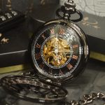 Tiedan Black Steampunk Skeleton Mechanical Pocket Watch Men Antique Luxury Brand Necklace & Fob Watches Chain Male Clock - 3