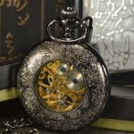 Tiedan Blue Steampunk Skeleton Mechanical Pocket Watch Men Antique Luxury Brand Necklace & Fob Watches Chain Male Clock - 6