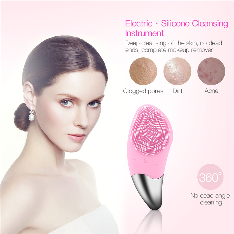 Mini Sonic Silicone Brush Deep Pore Facial Cleanser Electric Skin Massager Efficient Face Cleaning Device - 2