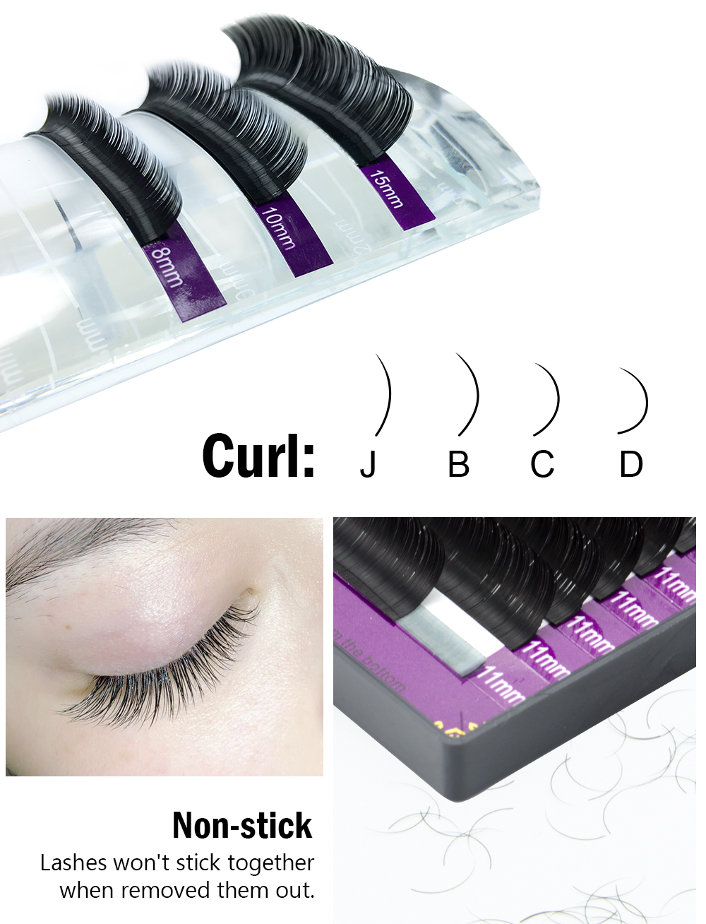 Nagaraku Faux Mink Individual Eyelash Extensions Soft Naturallooking J B C D False Eyelashes - 3