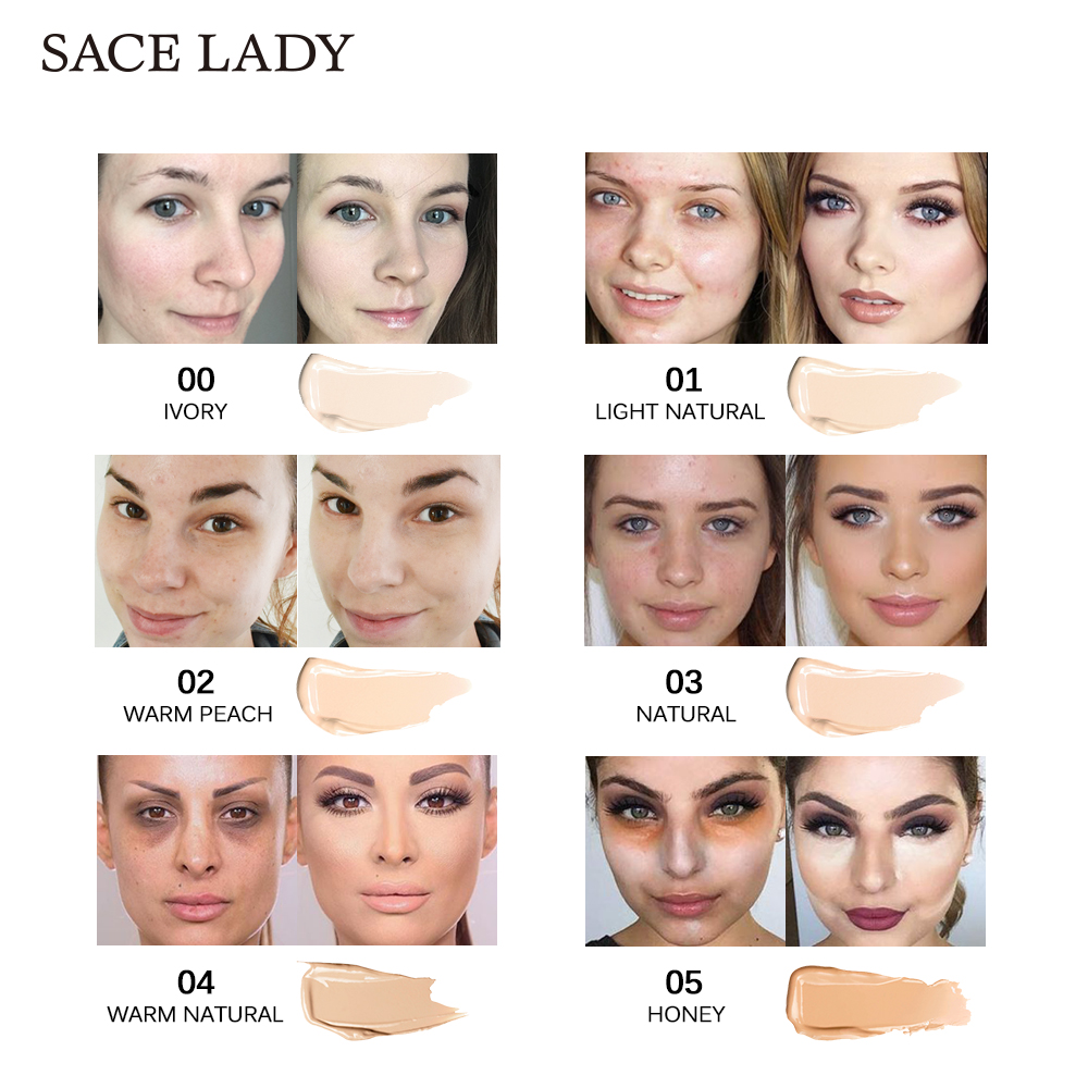Sace Lady Full Cover 8 Colors Liquid Concealer Makeup 6ml Eye Dark Circles Cream Face Corrector Waterproof Make Up Base Cosmetic - 5