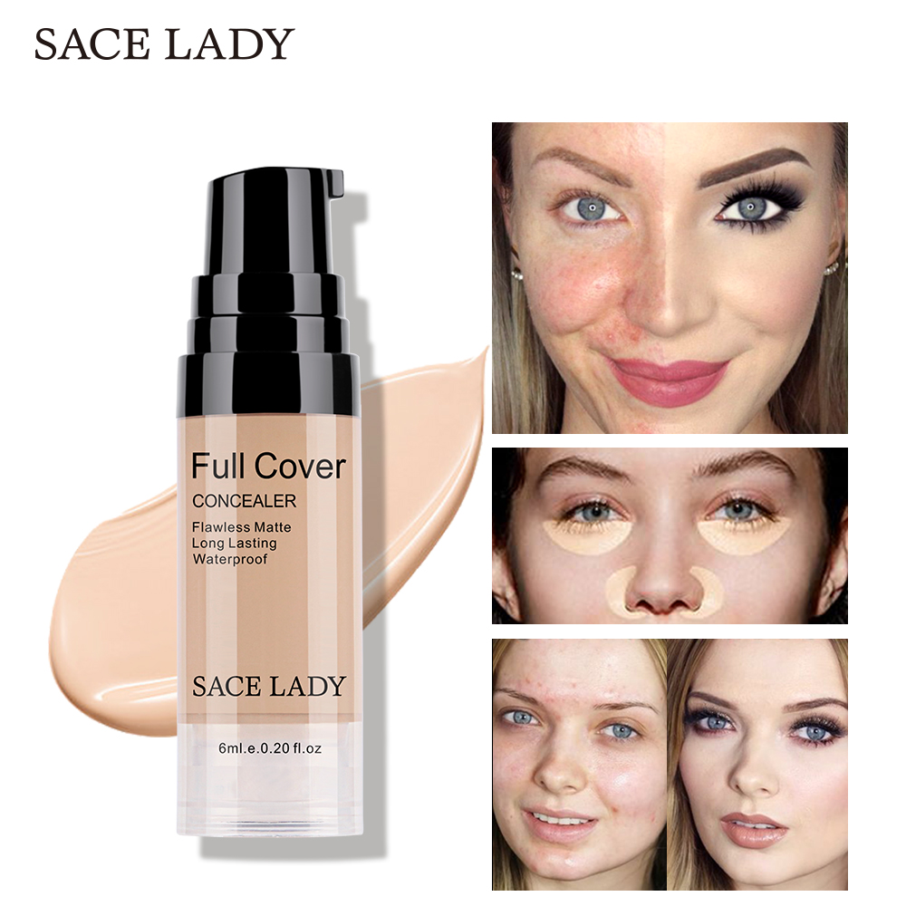 Sace Lady Full Cover 8 Colors Liquid Concealer Makeup 6ml Eye Dark Circles Cream Face Corrector Waterproof Make Up Base Cosmetic - 2