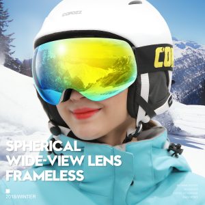 Copozz Anti-fog Ski Goggles Spherical Frameless Snowboard Snow 100% Uv400 Protection Anti-slip Strap For Men Women - 2