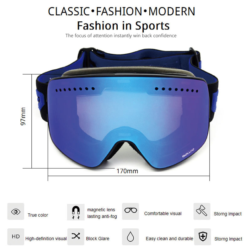 Uv400 Antifog Ski Goggles For Men Women Polarized Doublelayer Lens Magnetic Snowboard Glasses With Case - 8