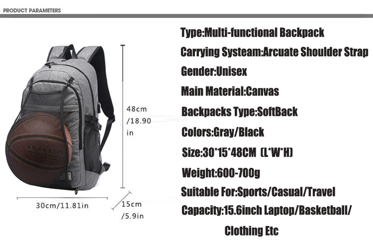 Durable Mens Sports Gym Bag Basketball Backpack For Teenagers Soccer Ball Pack Laptop Holder Fitness Football Equipment Carrier - 2