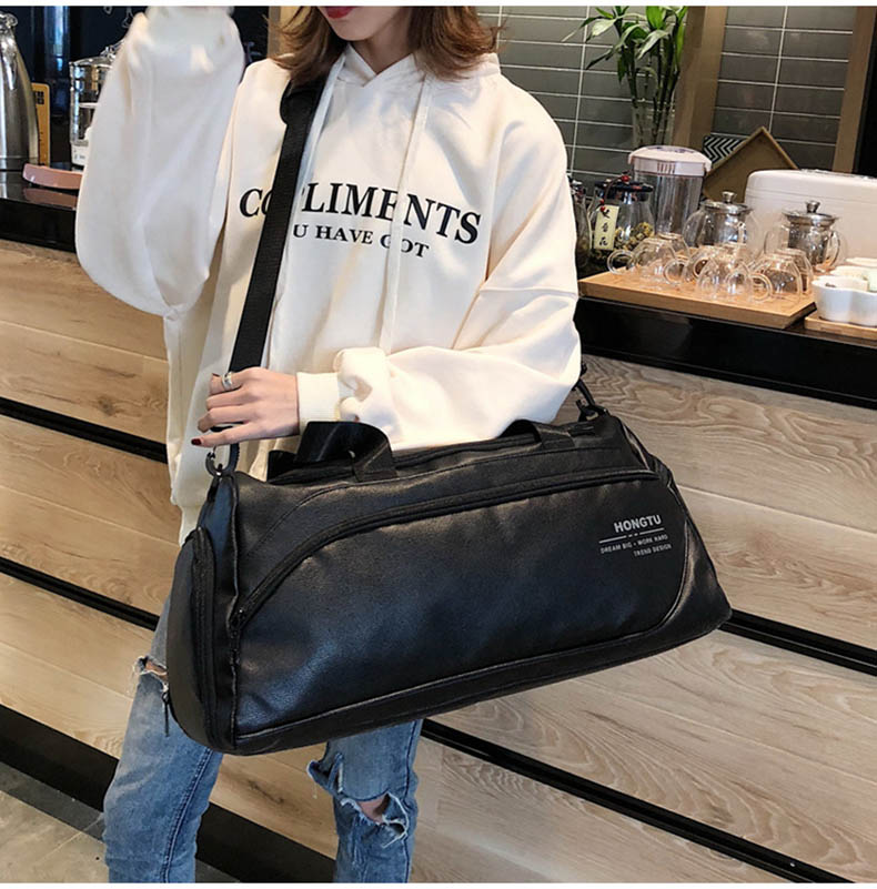 Mens Genuine Soft Leather Gym Duffel Bag Fitness Travel Luggage For Sports Training - 15