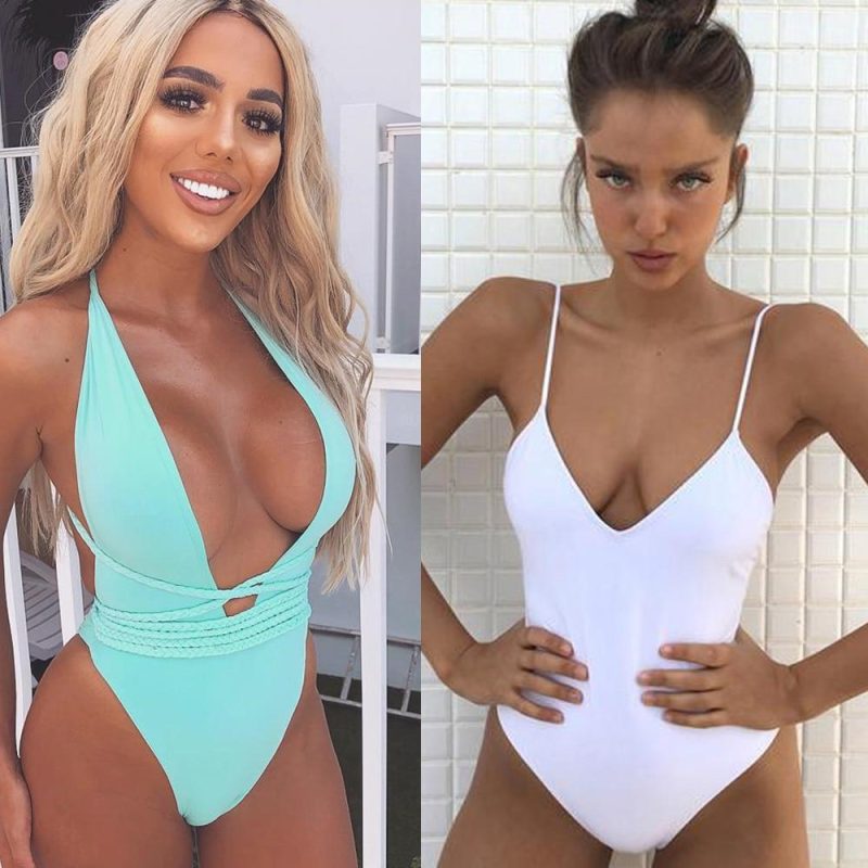 Women Swimwear Sexy High Cut One Piece Swimsuit Backless Swim Suit Black White Red Thong Bathing Female Monokini 2741