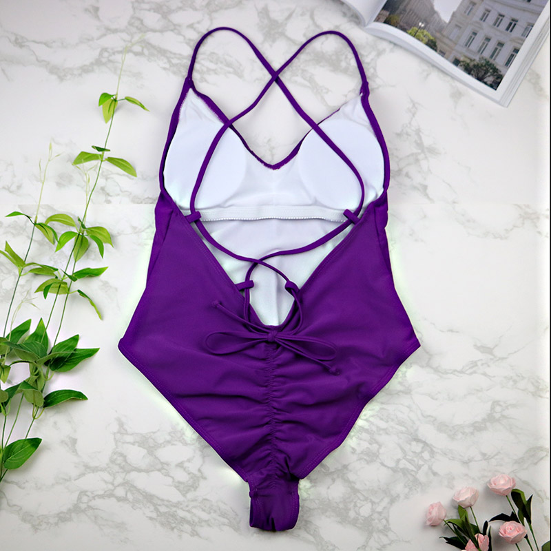 Womens Sexy High Cut Backless Onepiece Swimsuit Monokini In Black White Red Thong Bathing Suit - 19