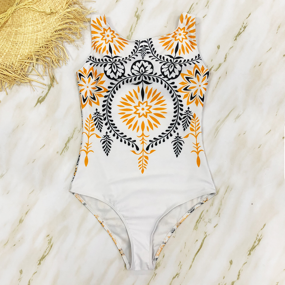 Womens Tropical Printed Onepiece Swimsuit Striped Pushup Monokini Summer Beach Bathing Suit Bodysuit - 55
